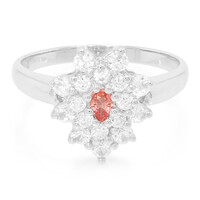 Zilveren ring met een Padparadscha saffier