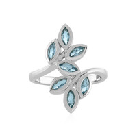 Zilveren ring met Zwitsers-blauwe topaasstenen