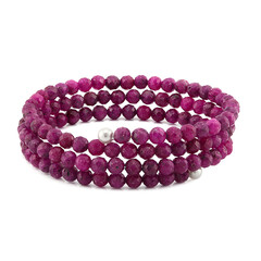 Stalen armband met Mozambique robijnen (Riya)