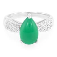 Zilveren ring met een groene chalcedoon