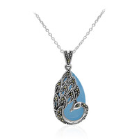 Zilveren halsketting met een Aqua Chalcedoon
