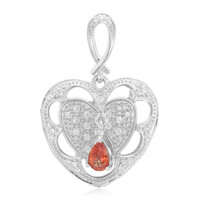Zilveren hanger met een Padparadscha saffier