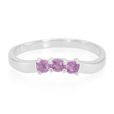 Zilveren ring met Onverhitte Purper Saffieren