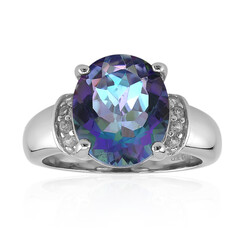 Zilveren ring met een blauwe mystieke kwarts