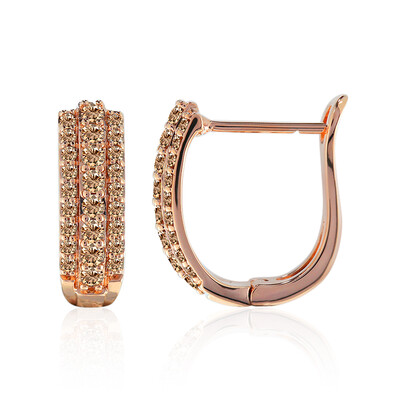 Gouden oorbellen met SI1 Argyle Rose De France Diamanten (Annette)