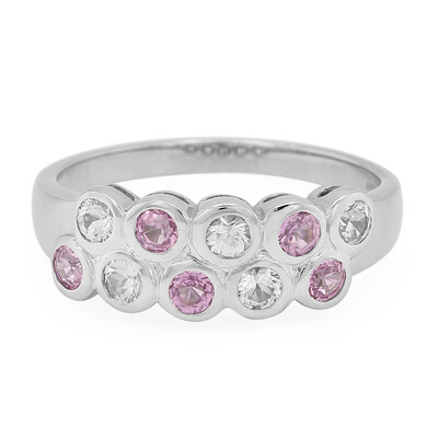 Zilveren ring met Ceylon roze saffieren