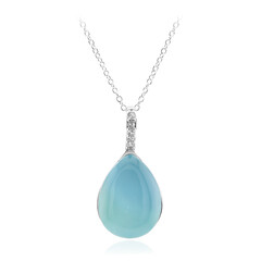 Zilveren halsketting met een Aqua Chalcedoon