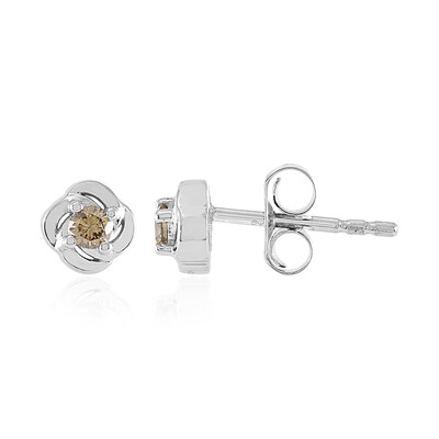 Zilveren oorbellen met I3 Champagne Diamanten