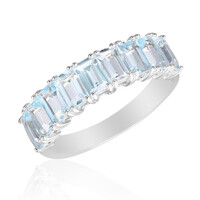 Zilveren ring met hemel-blauwe topaasstenen