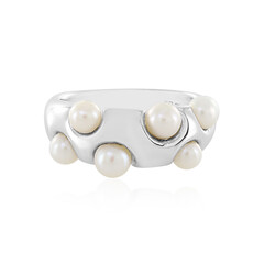 Zilveren ring met Witte zoetwater kweekparels (de Melo)