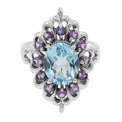 Zilveren ring met een hemel-blauwe topaas