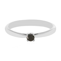 Zilveren ring met een zwarte diamant