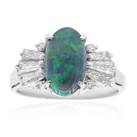 Platina ring met een Lightning Ridge Zwarte Opaal (CIRARI)