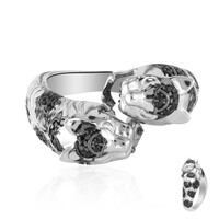 Zilveren ring met zwarte spinelstenen