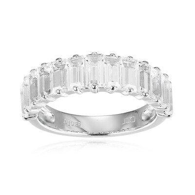 Zilveren ring met witte topaasstenen