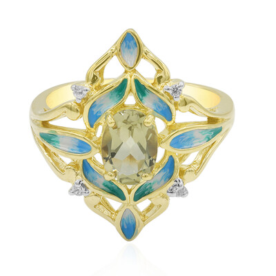 Zilveren ring met een olijven kwarts