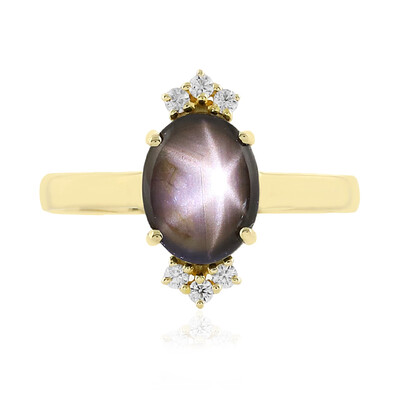 Gouden ring met een zwarte ster saffier