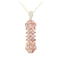 Gouden halsketting met Onverhitte Padparadscha Saffieren