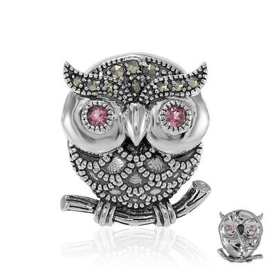 Zilveren broche met roze toermalijnen