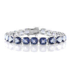 Zilveren armband met blauwe mystieke kwartskristallen