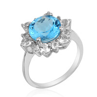Zilveren ring met een Zwitsers-blauwe topaas