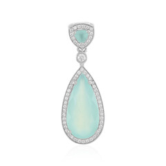 Zilveren hanger met een Aqua Chalcedoon