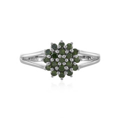 Zilveren ring met I3 Groene Diamanten