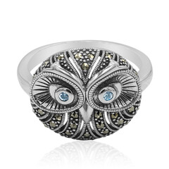 Zilveren ring met hemel-blauwe topaasstenen