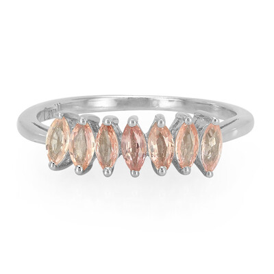 Zilveren ring met Padparadscha saffieren