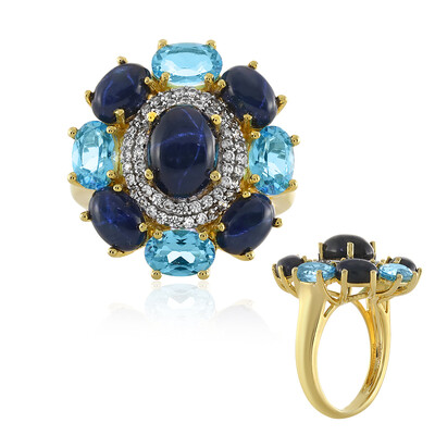 Zilveren ring met een blauwe ster saffier