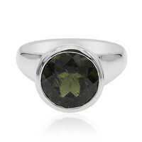 Zilveren ring met een moldaviet