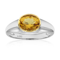 Platina ring met een gele beril
