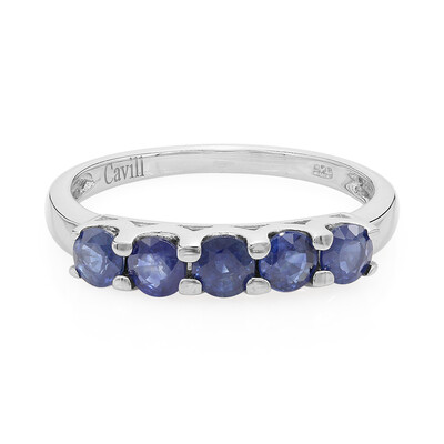Zilveren ring met blauwe Birmese saffieren