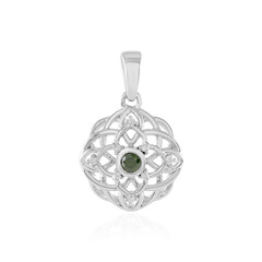 Zilveren hanger met een I2 Groene Diamant
