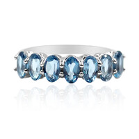 Zilveren ring met Londen-blauwe topaasstenen