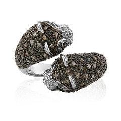 Zilveren ring met zwarte diamanten