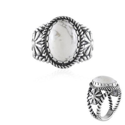 Zilveren ring met een howliet (Desert Chic)