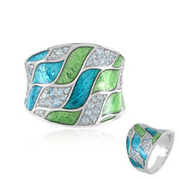Zilveren ring met Zwitsers-blauwe topaasstenen