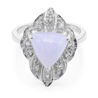 Zilveren ring met een blauwe kant agaat