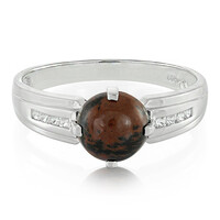 Zilveren herenring met een mahonie obsidiaan