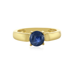 Zilveren ring met een blauwe ster saffier