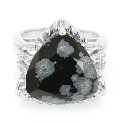 Zilveren ring met een sneeuwvlokken obsidiaan