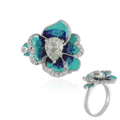 Zilveren ring met een groene amethist
