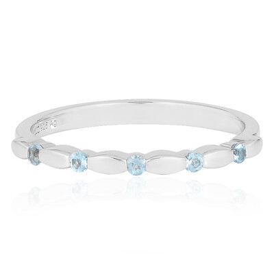 Zilveren ring met Zwitsers-blauwe topaasstenen