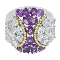 Zilveren ring met hemel-blauwe topaasstenen