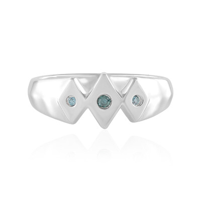 Zilveren ring met een I2 Blauwe Diamant