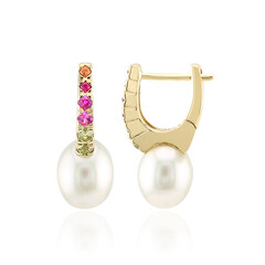 Gouden oorbellen met witte zuidzee parels (Michelle Albala)