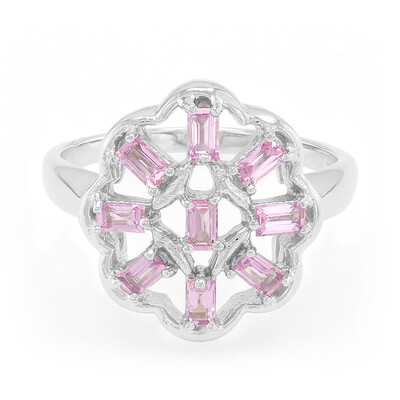 Zilveren ring met Ceylon roze saffieren