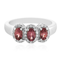 Zilveren ring met Malaya granaten