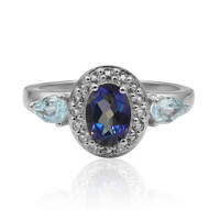 Zilveren ring met een blauwe mystieke-topaas
